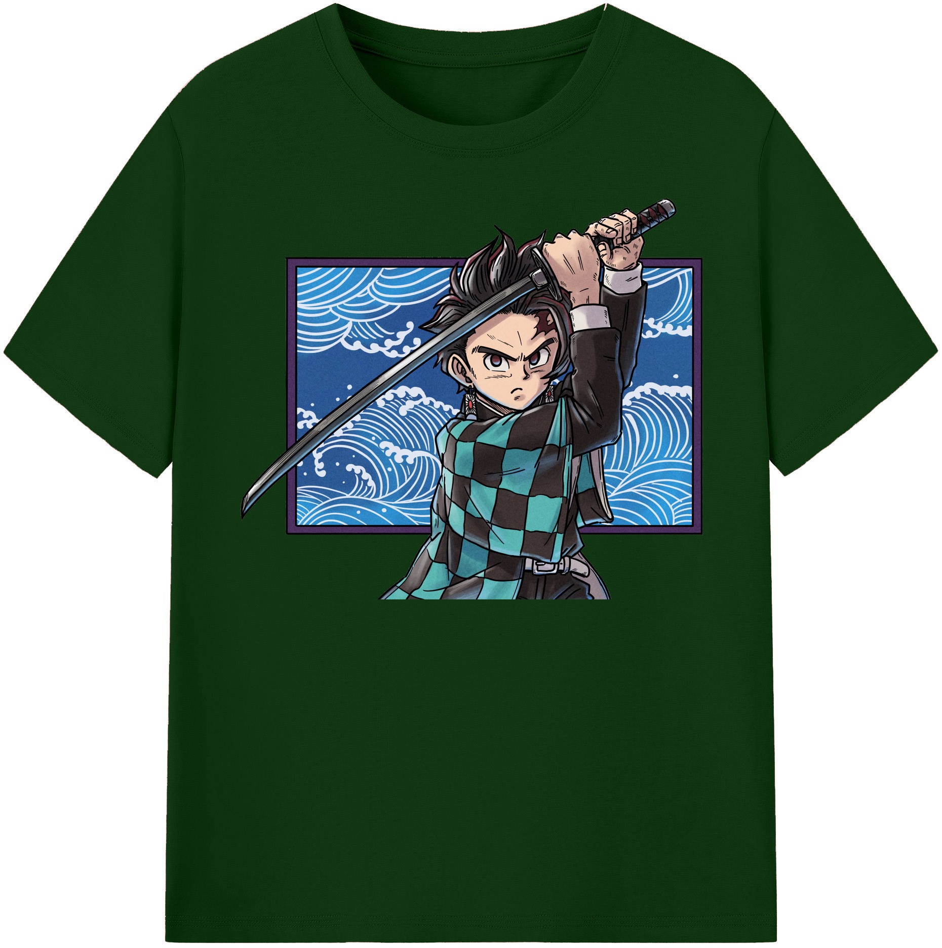 （画像用） 鬼滅の刃 竈門 炭治郎／かまど たんじろう Kamado Tanjirou 綿100％半袖Tシャツ（フロントプリント）